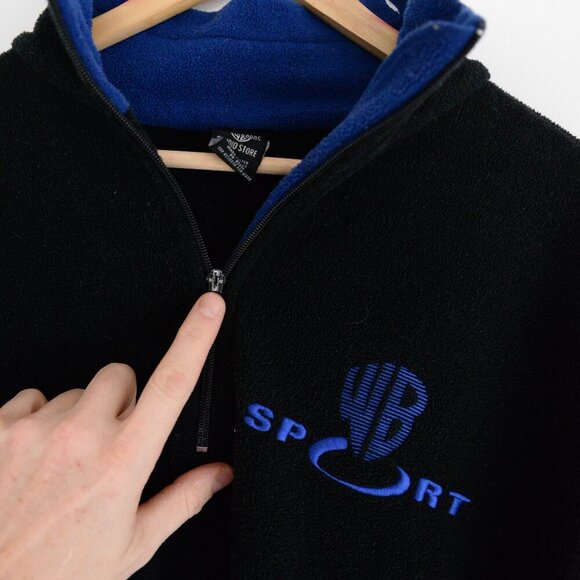 VTG '97 Warner Brothers Studio Store Navy Blue Wb Sport Half Sip Fleece Sweater - Picture 13 of 13